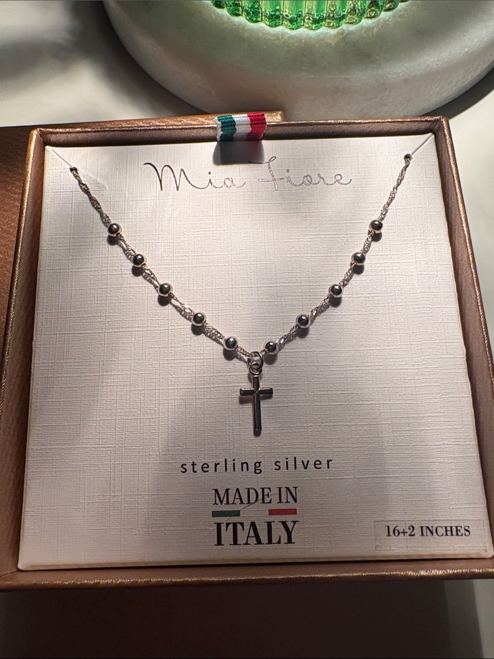 Mia Fiore Sterling Silver Religious Necklace new in box 16”+2”